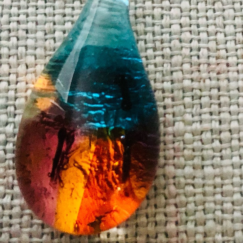 Beautiful Glass Turquoise and Orange Glass Pendant
